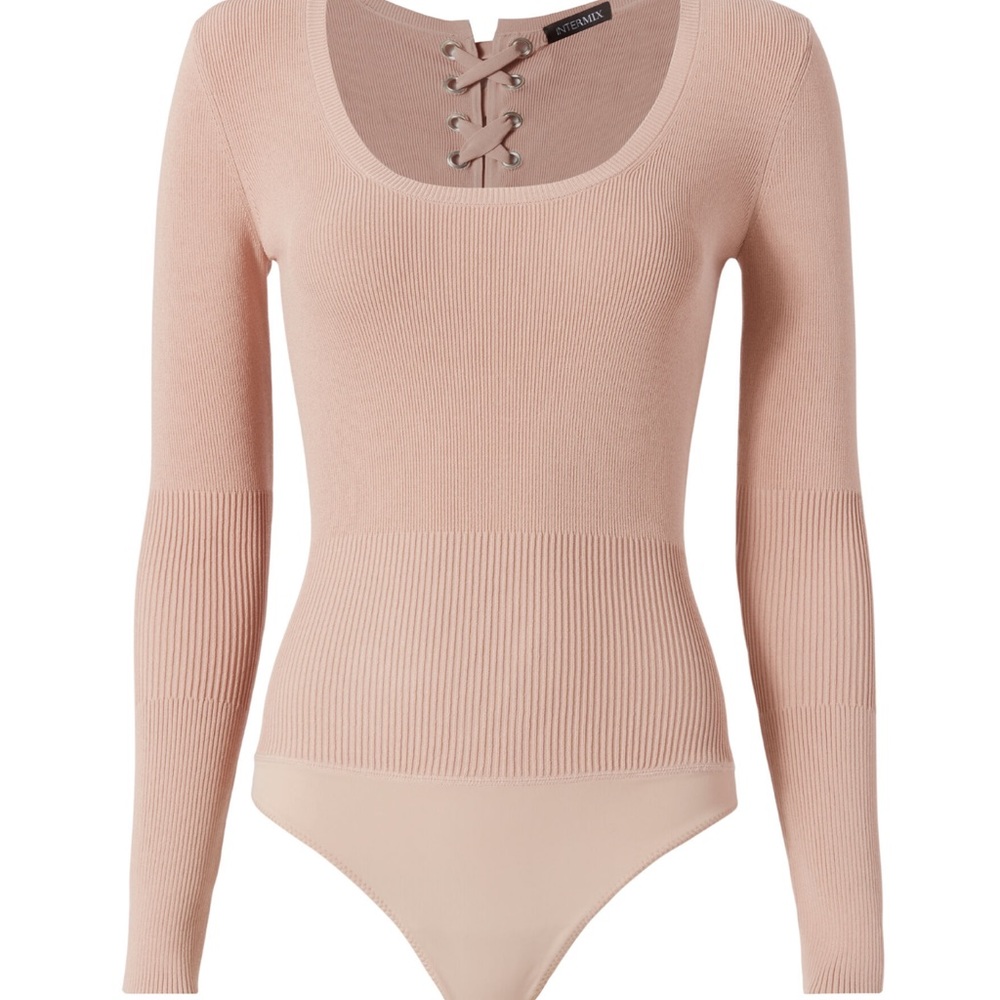 Intermix Brand Caterina Lace-Up Grommet Bodysuit